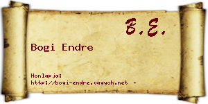 Bogi Endre névjegykártya